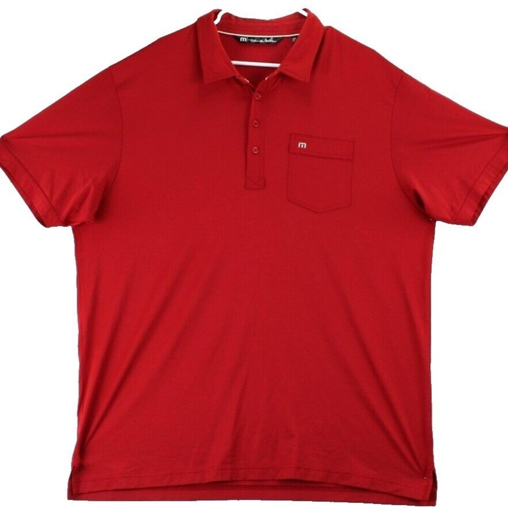Travis Mathew Red Polo Shirt Pocket Performance Golf Short Sleeve Mens XXL